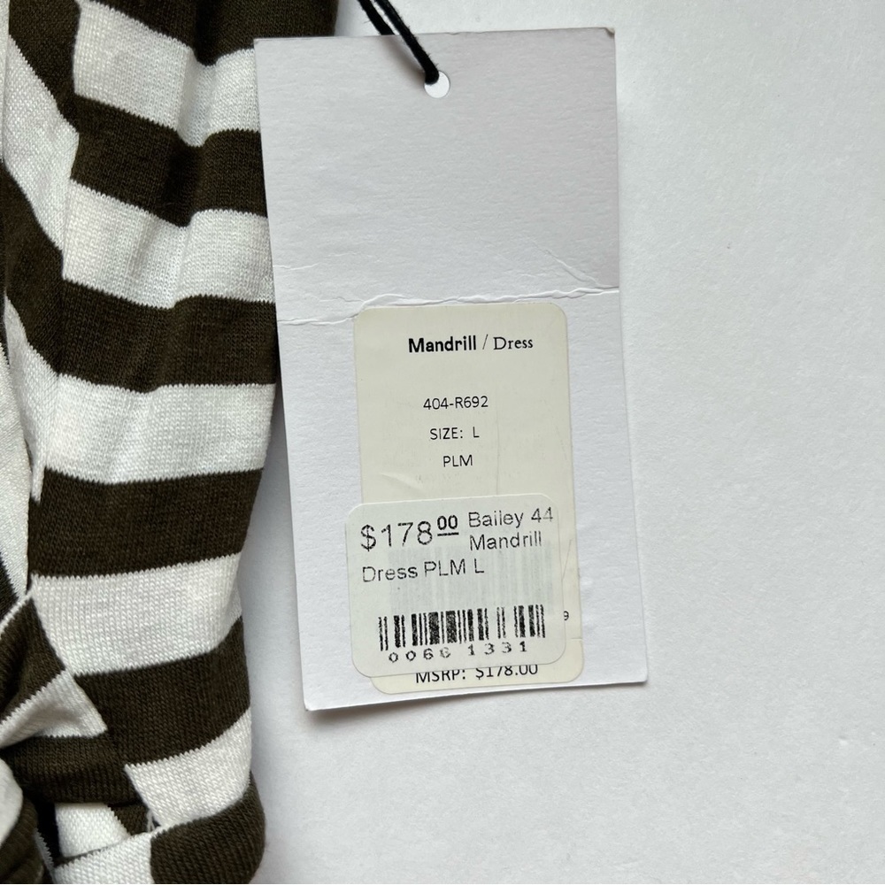 Bailey 44 Mandrill Dress White Black Striped NWT Size Large - Picture 4 of 6